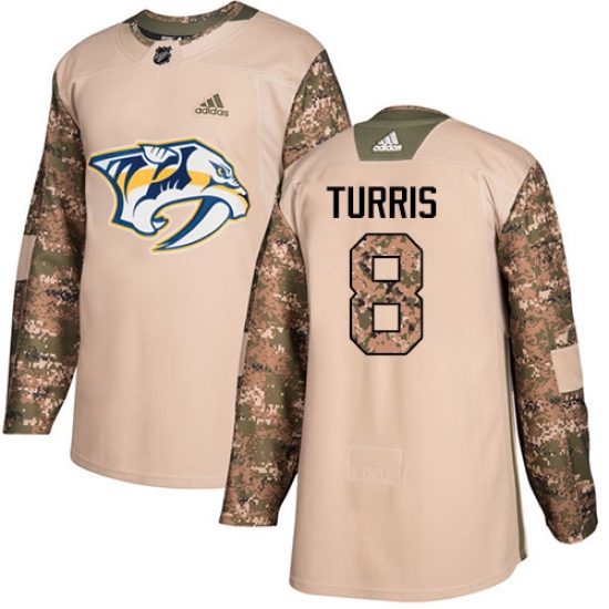 Youth Adidas Nashville Predators #8 Kyle Turris Authentic Camo Veterans Day Practice NHL Jersey - Ujersey