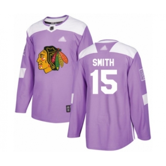 Men's Chicago Blackhawks #15 Zack Smith Authentic Purple Fights Cancer Practice Hockey Jersey
