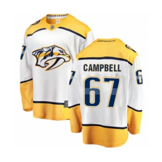 Men's Nashville Predators #67 Alexander Campbell Fanatics Branded White Away Breakaway Hockey Jersey - Ujersey