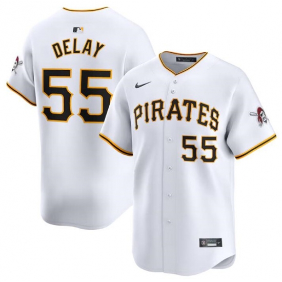 Men's Pittsburgh Pirates #55 Jason Delay White Home Limited Baseball Stitched Jersey - Ujersey