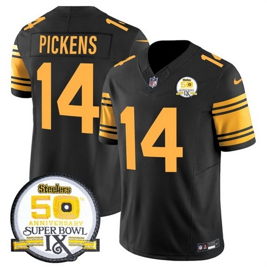 Men's Pittsburgh Steelers #14 George Pickens Black 2024 F U S E 50th Anniversary Of Super Bowl IX Color Rush Limited Stitched Jersey - Ujersey