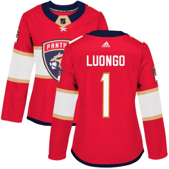 Women's Adidas Florida Panthers #1 Roberto Luongo Authentic Red Home NHL Jersey - Ujersey