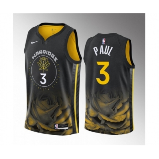 Men's Golden State Warriors #3 Chris Paul Black City Edition Stitched Basketball Jersey - Ujersey