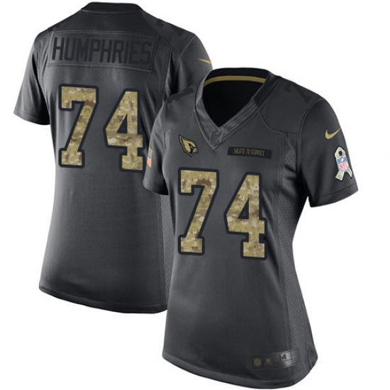 Women's Nike Arizona Cardinals #74 D.J. Humphries Limited Black 2016 Salute to Service NFL Jersey - Ujersey