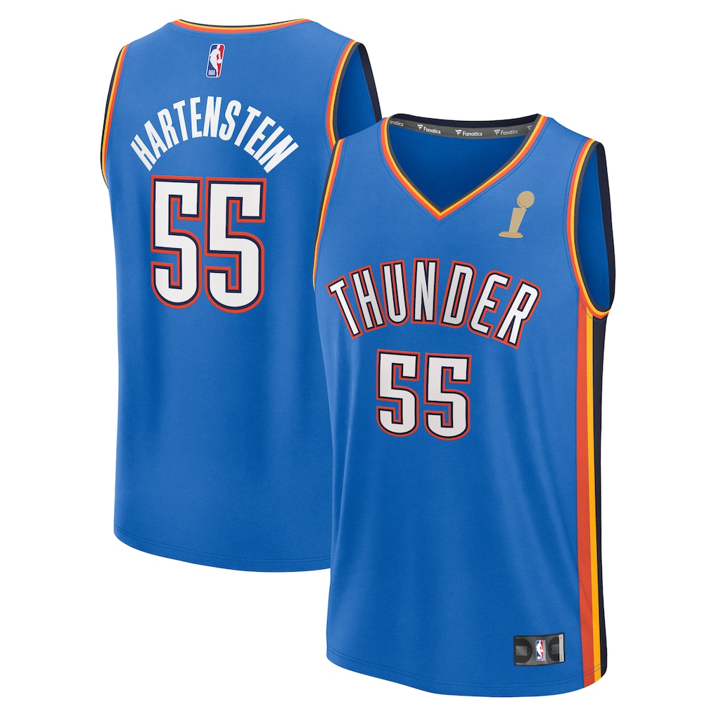 Youth Oklahoma City Thunder Isaiah Hartenstein Fanatics Blue 2025 NBA Finals Champions Fast Break Replica Player Jersey - Icon Edition - Vujersey Los Angeles Rams
