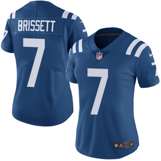 Women's Nike Indianapolis Colts #7 Jacoby Brissett Royal Blue Team Color Vapor Untouchable Elite Player NFL Jersey - Ujersey