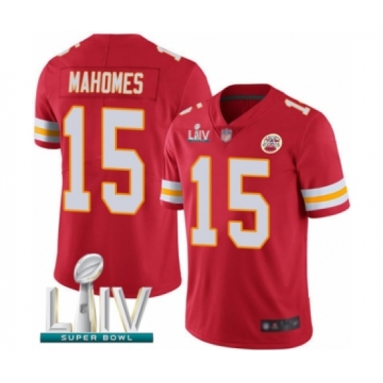 Youth Kansas City Chiefs #15 Patrick Mahomes Red Team Color Vapor Untouchable Limited Player Super Bowl LIV Bound Football Jersey - Ujersey