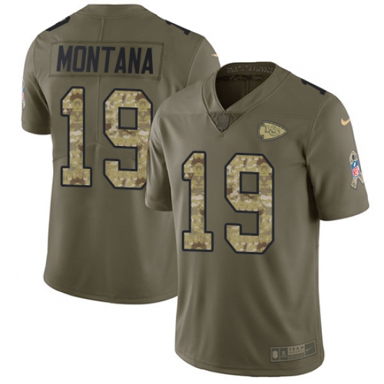 Youth Nike Kansas City Chiefs #19 Joe Montana Limited Olive/Camo 2017 Salute to Service NFL Jersey - Ujersey