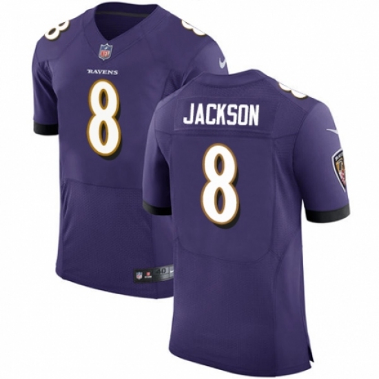 Men's Nike Baltimore Ravens #8 Lamar Jackson Purple Elite Player NFL Jersey - Ujersey