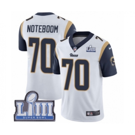 Men's Nike Los Angeles Rams #70 Joseph Noteboom White Vapor Untouchable Limited Player Super Bowl LIII Bound NFL Jersey - Ujersey