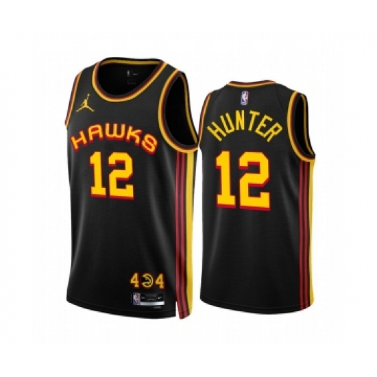 Men's Atlanta Hawks #12 De'Andre Hunter 2022-23 Black Statement Edition Stitched Jersey - Ujersey