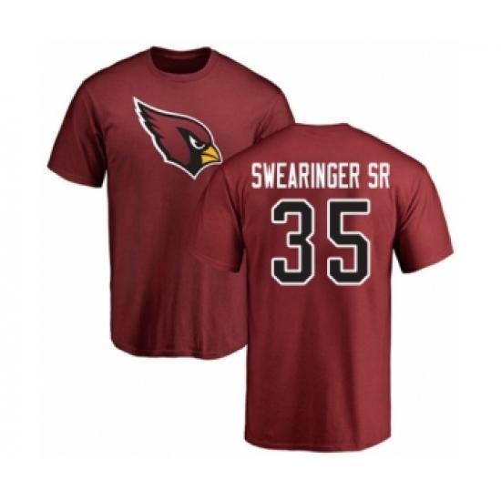 NFL Nike Arizona Cardinals #35 D.J. Swearinger SR Maroon Name & Number Logo T-Shirt - Ujersey