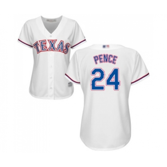 Women's Texas Rangers #24 Hunter Pence Replica White Home Cool Base Baseball Jersey - Ujersey