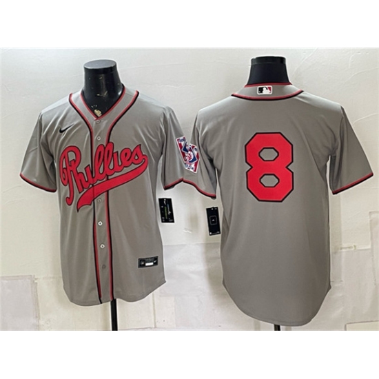 Men's Philadelphia Phillies #8 Nick Castellanos Gray 2026 Field of Dreams Stadium Stitched Baseball Jersey