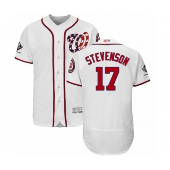 Men's Washington Nationals #17 Andrew Stevenson White Home Flex Base Authentic Collection 2019 World Series Champions Baseball Jersey - Ujersey