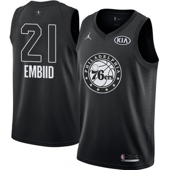 Men's Nike Jordan Philadelphia 76ers #21 Joel Embiid Swingman Black 2018 All-Star Game NBA Jersey - Ujersey