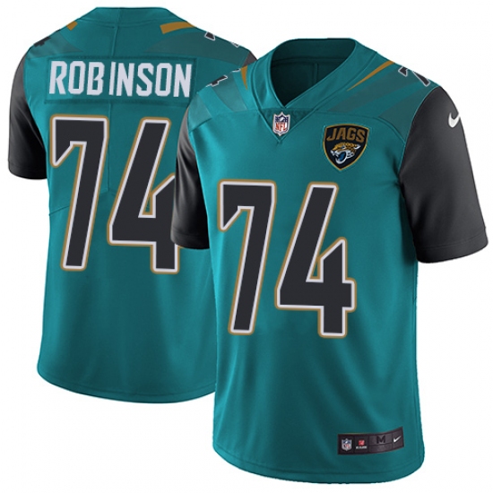 Men's Nike Jacksonville Jaguars #74 Cam Robinson Teal Green Team Color Vapor Untouchable Limited Player NFL Jersey - Ujersey
