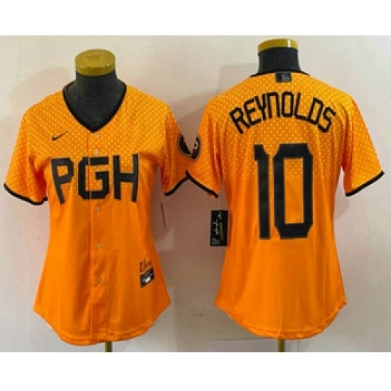Women's Pittsburgh Pirates #10 Bryan Reynolds Yellowd 2023 City Connect Stitched Jersey - Ujersey