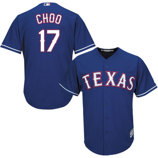Youth Majestic Texas Rangers #17 Shin-Soo Choo Authentic Royal Blue Alternate 2 Cool Base MLB Jersey - Ujersey
