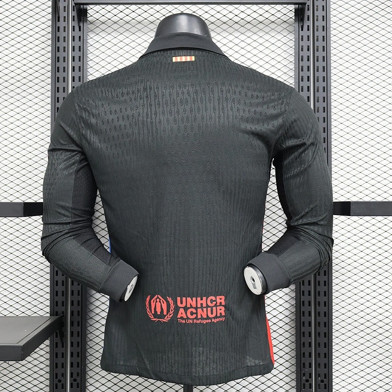 Barcelona Away Soccer Jersey Long Sleeve2024/25 - Spotify Logo Without Text
