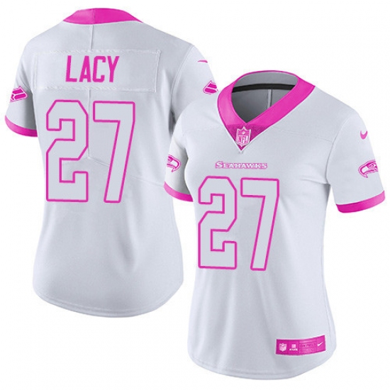 Women's Nike Seattle Seahawks #27 Eddie Lacy Limited White/Pink Rush Fashion NFL Jersey - Ujersey