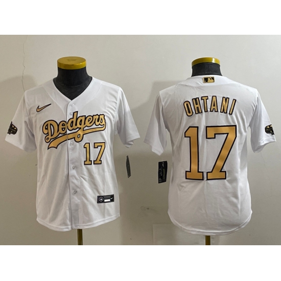 Youth Los Angeles Dodgers #17 Shohei Ohtani Number White 2022 All Star Stitched Flex Base Nike Jersey - Ujersey