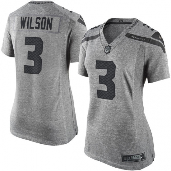 Women's Nike Seattle Seahawks #3 Russell Wilson Limited Gray Gridiron NFL Jersey - Ujersey