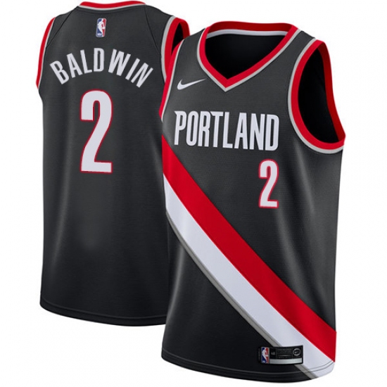 Youth Nike Portland Trail Blazers #2 Wade Baldwin Swingman Black NBA Jersey - Icon Edition - Ujersey