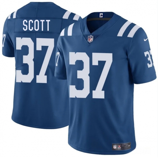 Men's Indianapolis Colts #37 Daniel Scott Blue 2025 Vapor Limited Football Stitched Jersey - Ujersey