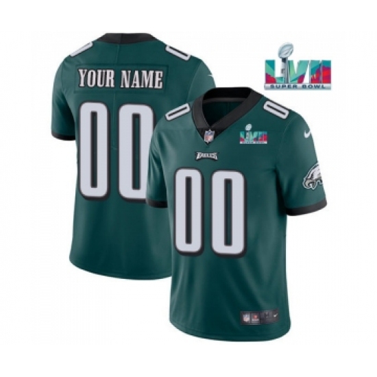 Men's Philadelphia Eagles ACTIVE PLAYER Custom Green Super Bowl LVII Patch Vapor Untouchable Limited Stitched Jersey