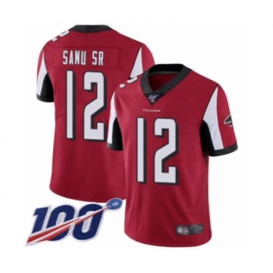 Men's Atlanta Falcons #12 Mohamed Sanu Red Team Color Vapor Untouchable Limited Player 100th Season Football Jersey - Ujersey