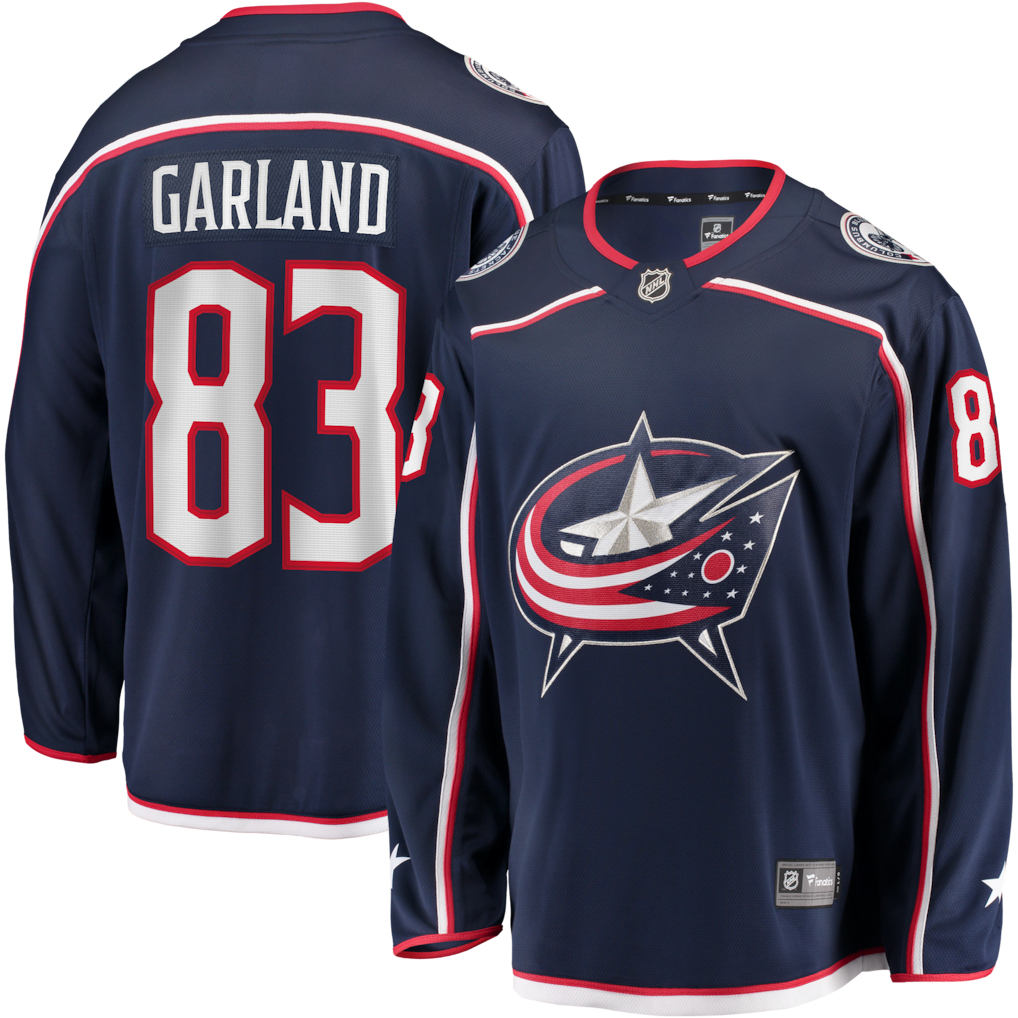 Men's Columbus Blue Jackets Conor Garland Fanatics Navy Home Breakaway Jersey - Vujersey Los Angeles Rams