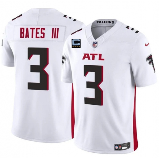 Men's Atlanta Falcons #3 Jesse Bates III White 2025 F.U.S.E With 4-Star C Vapor Untouchable Limited Football Stitched Jersey - Ujersey