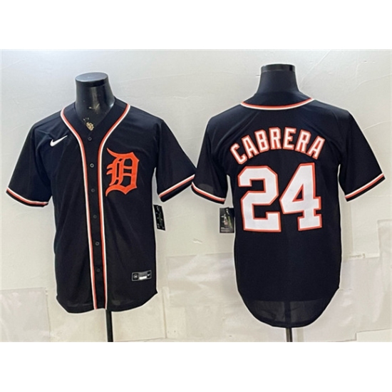 Men's Detroit Tigers #24 Miguel Cabrera Black 2026 Fashion Replica Black Out Stitched Baseball Jersey - Ujersey