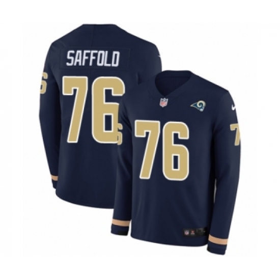 Men's Nike Los Angeles Rams #76 Rodger Saffold Limited Navy Blue Therma Long Sleeve NFL Jersey - Ujersey