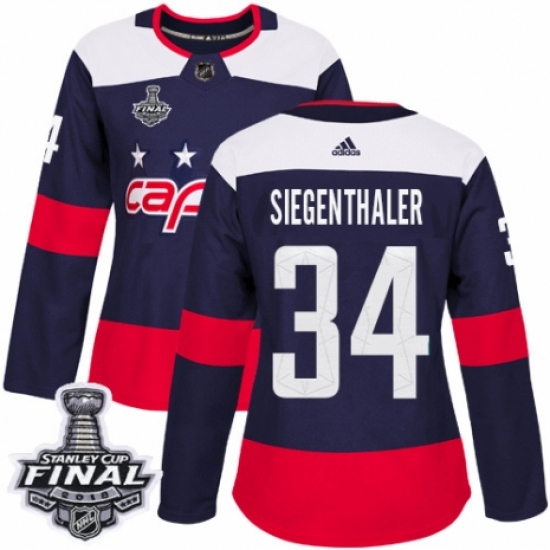 Women's Adidas Washington Capitals #34 Jonas Siegenthaler Authentic Navy Blue 2018 Stadium Series 2018 Stanley Cup Final NHL Jersey - Ujersey