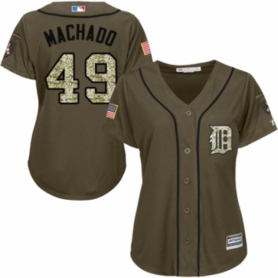 Women's Majestic Detroit Tigers #49 Dixon Machado Authentic Green Salute to Service MLB Jersey - Ujersey