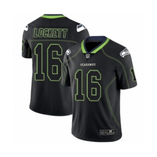 Men's Seattle Seahawks #16 Tyler Lockett Limited Lights Out Black Rush Football Jersey - Ujersey