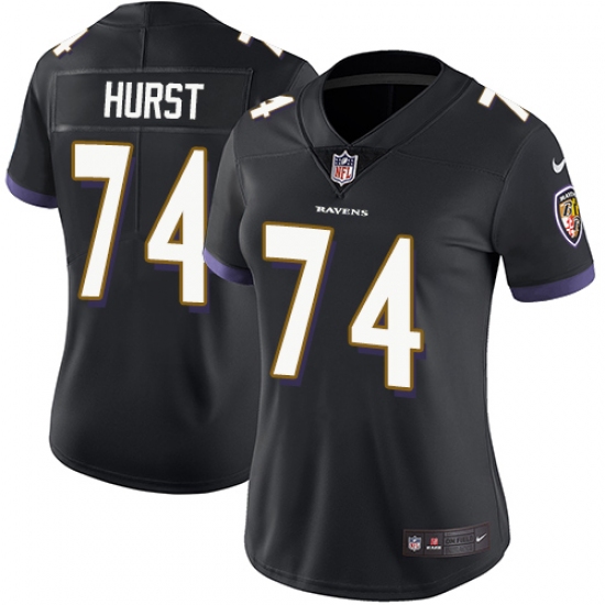 Women's Nike Baltimore Ravens #74 James Hurst Black Alternate Vapor Untouchable Limited Player NFL Jersey - Ujersey