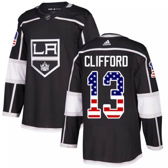 Men's Adidas Los Angeles Kings #13 Kyle Clifford Authentic Black USA Flag Fashion NHL Jersey - Ujersey