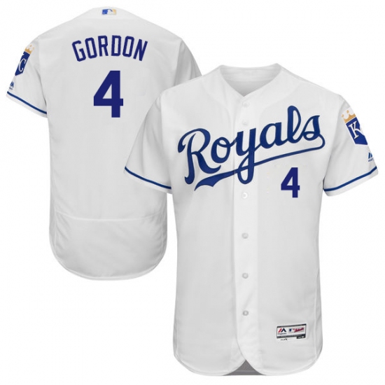 Men's Majestic Kansas City Royals #4 Alex Gordon White Flexbase Authentic Collection MLB Jersey - Ujersey