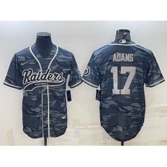 Men's Las Vegas Raiders #17 Davante Adams Grey Camo With Patch Cool Base Stitched Baseball Jersey - Ujersey