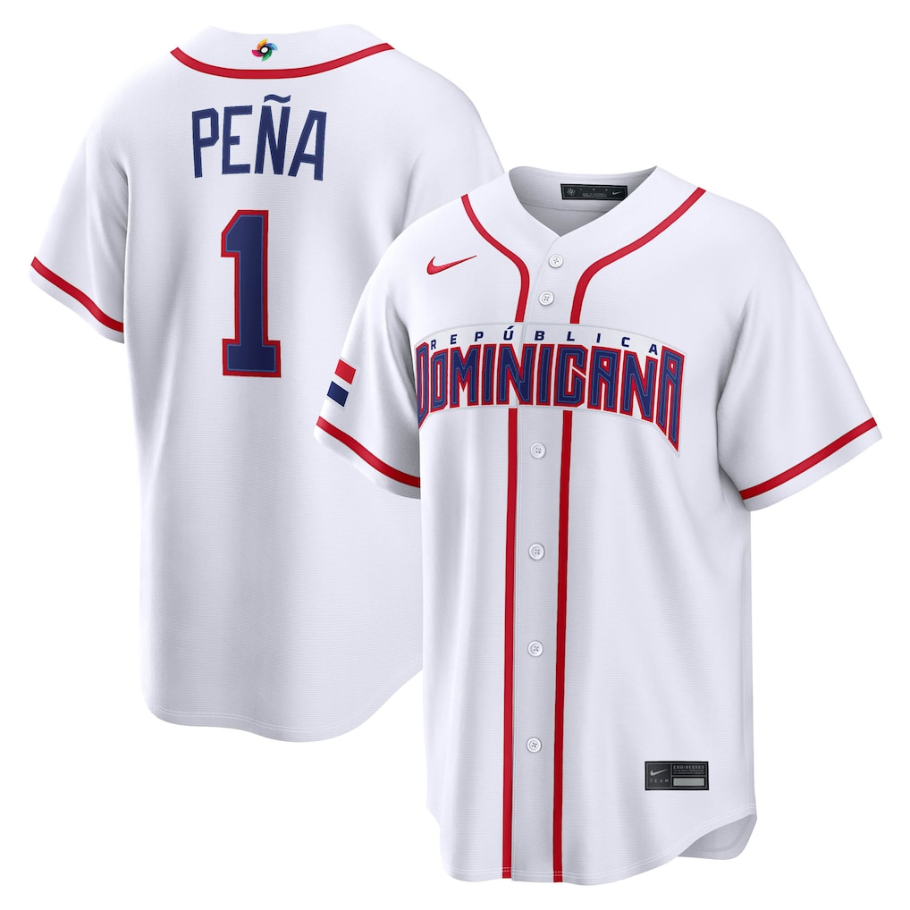 Men's Dominican Republic Baseball Jeremy Peña Nike White 2026 World Baseball Classic Home Stadium Jersey - Ujersey Shop