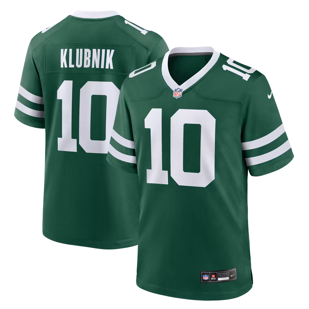 Men's New York Jets Cade Klubnik Nike Legacy Green Team Game Jersey - Ujersey