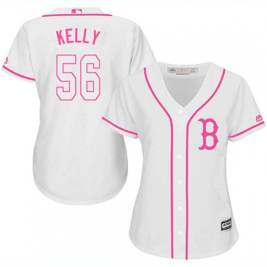Women's Majestic Boston Red Sox #56 Joe Kelly Authentic White Fashion MLB Jersey - Ujersey