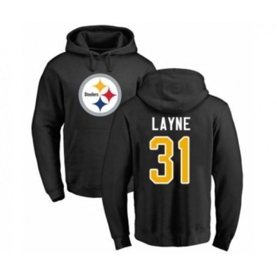 Pittsburgh Steelers #31 Justin Layne Black Name & Number Logo Pullover Hoodie - Ujersey