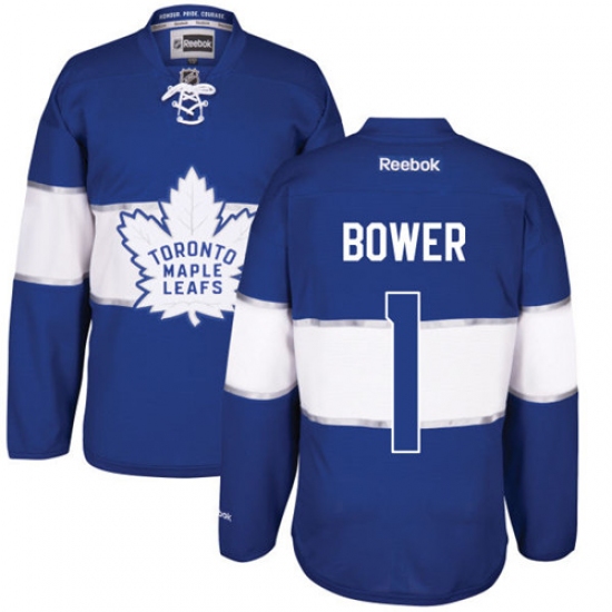 Men's Reebok Toronto Maple Leafs #1 Johnny Bower Premier Royal Blue 2017 Centennial Classic NHL Jersey - Ujersey
