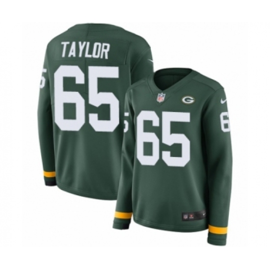 Women's Nike Green Bay Packers #65 Lane Taylor Limited Green Therma Long Sleeve NFL Jersey - Ujersey