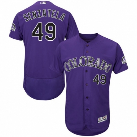 Men's Majestic Colorado Rockies #49 Antonio Senzatela Purple Alternate Flex Base Authentic Collection MLB Jersey - Ujersey