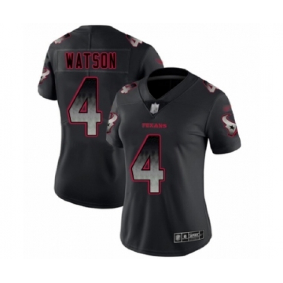 Women's Houston Texans #4 Deshaun Watson Limited Black Smoke Fashion Football Jersey - Ujersey